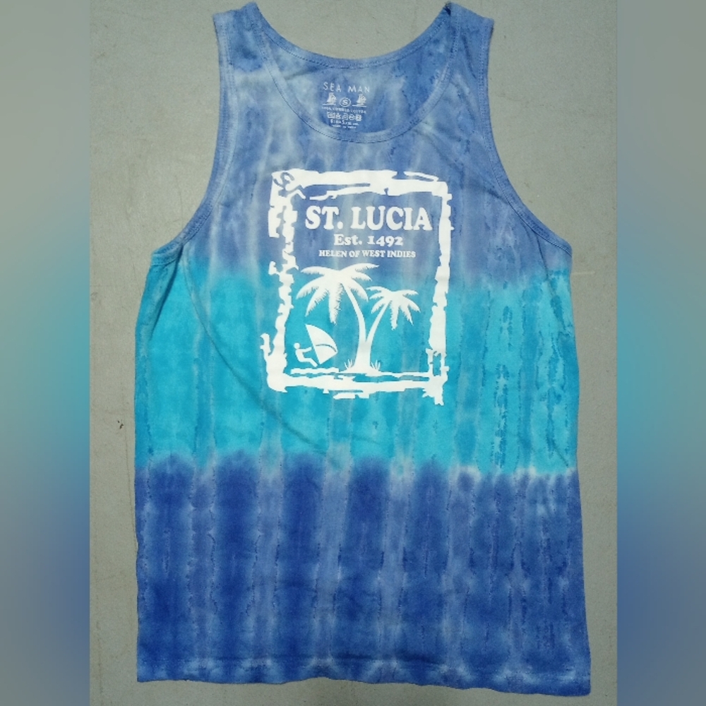 "Sea Man" Blue and Purple St. Lucia Tank From The Brand Rima Tank Top, Size S